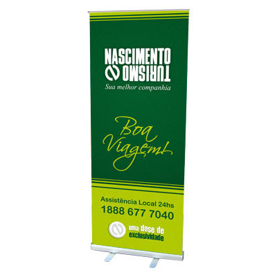 banner roll up stand  montado feira de turismo